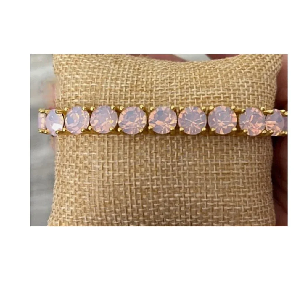 NWT Park Lane Pink Opal Impression Tennis Bracelet in Matte Gold - Picture 2 of 3